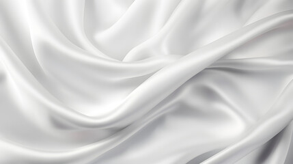 White gray satin texture that is white silver fabric silk panorama background with beautiful soft blur pattern natural. Generative Ai.