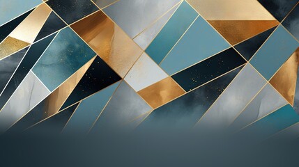 Wall Mural - Abstract luxury seamless wallpaper pattern background with gold foil, lines, geometric shapes. Generative AI, AI