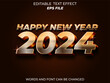 happy new year 2024 text effect, font editable, typography, 3d text. vector template