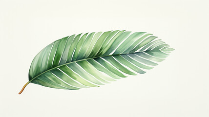 Wall Mural - Watercolor painting of green palm leaves isolated on white background