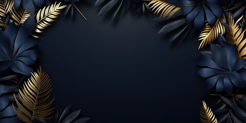 Wall Mural - Exquisite Indigo Tropical Elegance, Generative AI