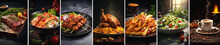 A Beautiful Large Collage Of Various Food Products Or Restaurant Dishes.generative Ai