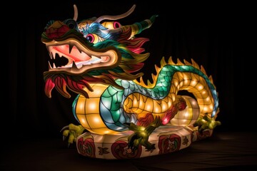 Wall Mural - Glowing paper chinese dragon statue