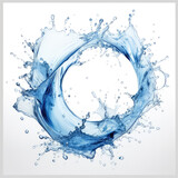 Fototapeta Łazienka - Round water splash in circle swirl on white background