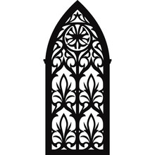 Gothic Cathedral Window Black Vector Frame