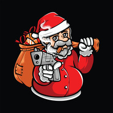 Santa Shooting Gun Vector Cartoon
