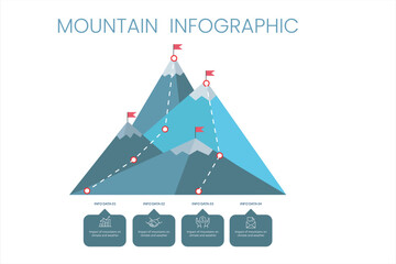 Wall Mural - business mountain to success infographic 4 element. route to goal. leadership and motivation. business to mission concept ector illustration in flat style modern design.