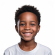 © Lui Shtein - portrait of a cute smiling african american boy wearing a shirt. emotional portrait. on a white background