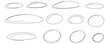 © Valentina - Highlight hand drawn oval frames, lines. Hand drawn marker underlines scribble doodle circle set. Ovals and ellipses line template. Vector illustration isolated on white background.