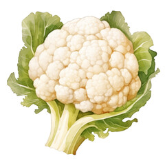 Wall Mural - Watercolor hand painted style cauliflower on white transparent background