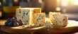Cheese collection, gorgonzola and blue roquefort close up