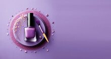 Spilled Purple Nail Polish As Sample Of Cosmetics Product. Generative AI.