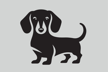 Poster - cute dachshund dog. modern simple logo, emblem. black on gray