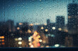 Städtische Romantik an einem Regennacht-Fenster