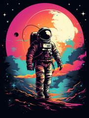 Wall Mural - Flat style T-shirt design featuring an astronaut, presented as a graphic created with Generative Ai