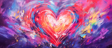 Vibrant Abstract Colourful Heart Painted For Valentine's Day