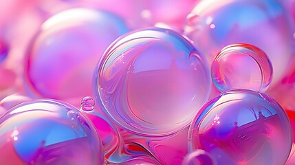 Vivid Bubble Dreamscape in Enchanting Hues of Pink and Blue