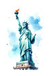 Freedom's Illustration: Isolated Watercolor of the Statue of Liberty