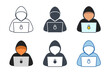 Hacker icon collection with different styles. Computer hacker with laptop icon symbol vector illustration isolated on white background