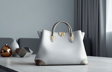 Luxury At Your Fingertips: A Designer Handbag With Gold Accents In A Modern Setting, Ai Generative