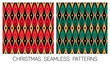 Set of rhombus and star seamless pattern design for christmas and new year background.
