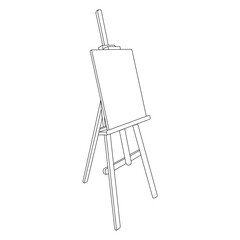 Easel sign line continuous drawing vector. One line Drawing stand vector background. Easel icon. Continuous outline of Easel. Linear Easel symbols.