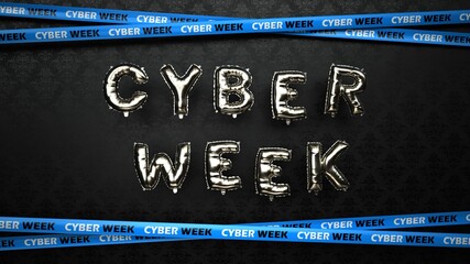 Canvas Print - Cyber Week Ornaments Wallpaper - 3D illustration.