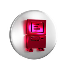 Poster - Red ATM - Automated teller machine icon isolated on transparent background. Silver circle button.