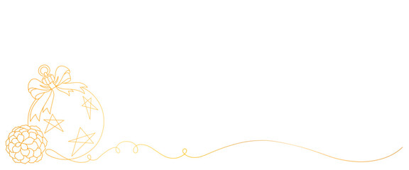 Wall Mural - christmas ball golden line art style. vector christmas elements