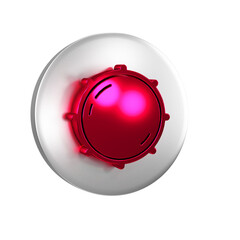 Sticker - Red Dial knob level technology settings icon isolated on transparent background. Volume button, sound control, analog regulator. Silver circle button.