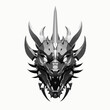 Low poly triangular dragon grey head  on white background, vector illustration isolated. Polygonal style trendy modern logo design. Suitable for printing on a t-shirt.