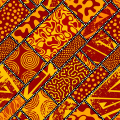 Poster - Grunge Geometric Vector Seamless Pattern made in ethnic style. African traditional design. Creative boho pattern.