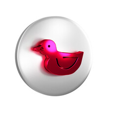 Canvas Print - Red Rubber duck icon isolated on transparent background. Silver circle button.