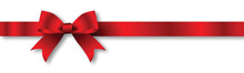 Red Ribbon Bow Realistic Shiny Satin With Drop Shadow Ribbon Isolated On A White Background,  Transparent 