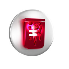 Sticker - Red Experimental animal icon isolated on transparent background. Silver circle button.