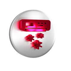 Sticker - Red Air conditioner icon isolated on transparent background. Split system air conditioning. Cool and cold climate control system. Silver circle button.