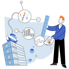 Fototapete - Key metrics. Vector illustration. The report presents key metrics to gauge marketing success Financial metrics are essential for tracking financial performance and profitability Statistics play