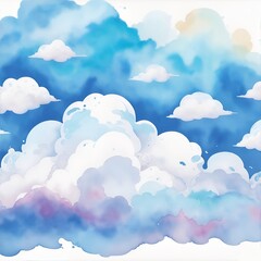 Wall Mural - Color clouds sky. Watercolor style. AI generated illustration