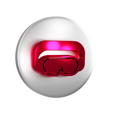 Poster - Red Ski goggles icon isolated on transparent background. Extreme sport. Sport equipment. Silver circle button.