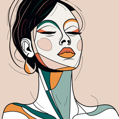 Portrait of a woman with beautiful shapes. Minimal art. Beauty and simplicity.