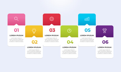 Aufkleber - Infographic design template with icons and 6 options or steps. Timeline infographic design.