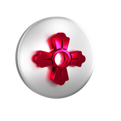 Canvas Print - Red Firefighter icon isolated on transparent background. Silver circle button.