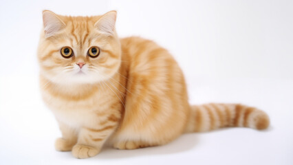  ginger cat sit on white background