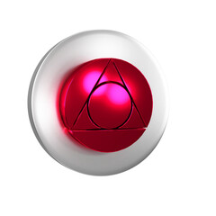 Poster - Red Triangle math icon isolated on transparent background. Silver circle button.