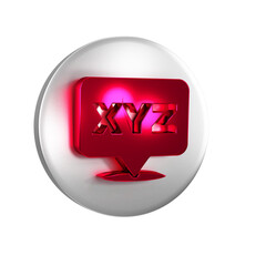 Poster - Red XYZ Coordinate system icon isolated on transparent background. XYZ axis for graph statistics display. Silver circle button.