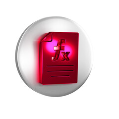 Poster - Red Function mathematical symbol icon isolated on transparent background. Silver circle button.