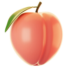 Poster - Fresh peach fruit icon on 3d rendering. 3d illustration of fruit icon