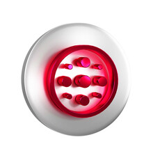 Wall Mural - Red Sewing button for clothes icon isolated on transparent background. Clothing button. Silver circle button.