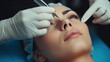 plastic surgery, beauty, Surgeon or beautician touching woman face, surgical procedure that involve altering shape of nose, doctor examines patient nose before rhinoplasty, medical assistance, health