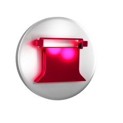 Poster - Red Empty photo studio icon isolated on transparent background. Screen backdrop. Silver circle button.